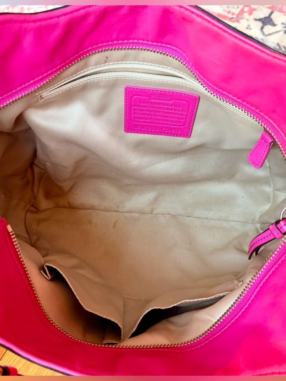 Coach Alexandra Hot Pink Leather Tote Shoulder Bag. - Picture 8 of 14